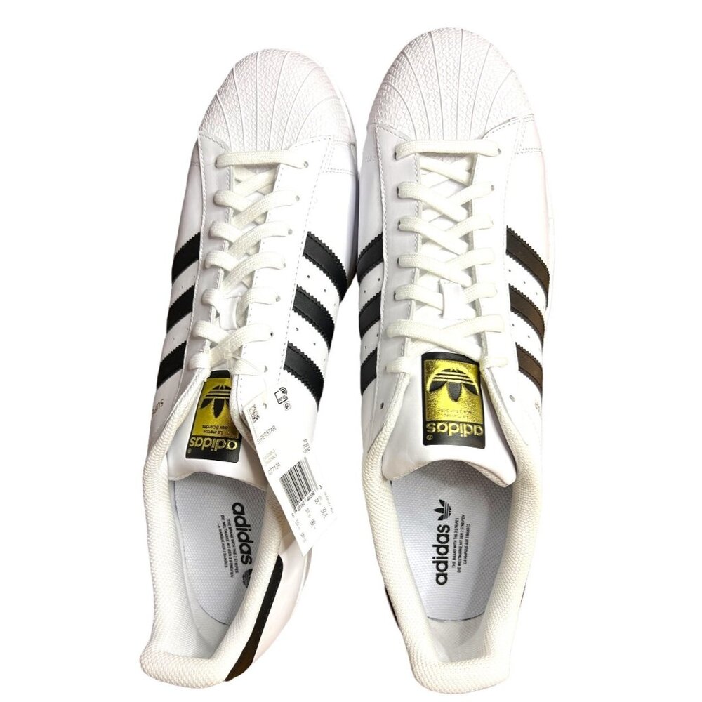 Adidas Superstar Mens White & Black Sneakers Size 19 - Picture 2 of 6